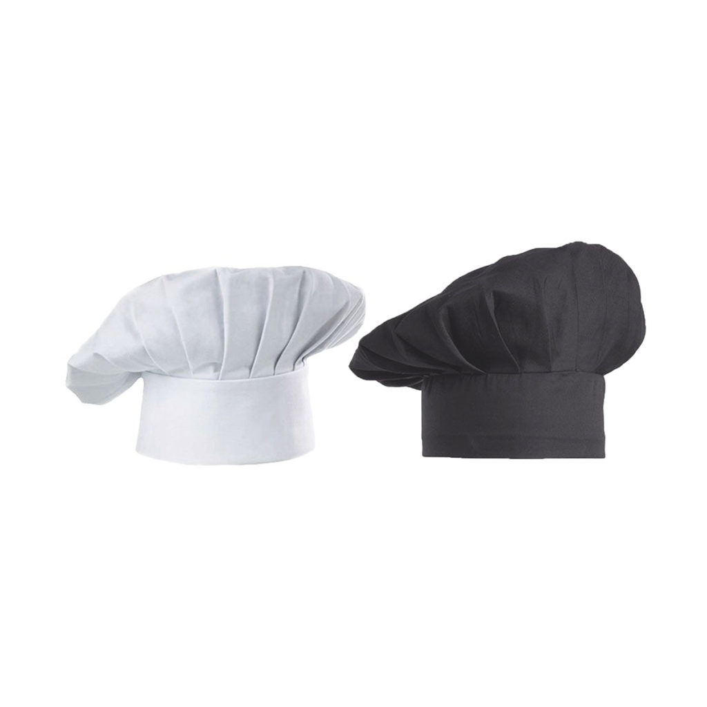 A black and a white mushroom chef hat.