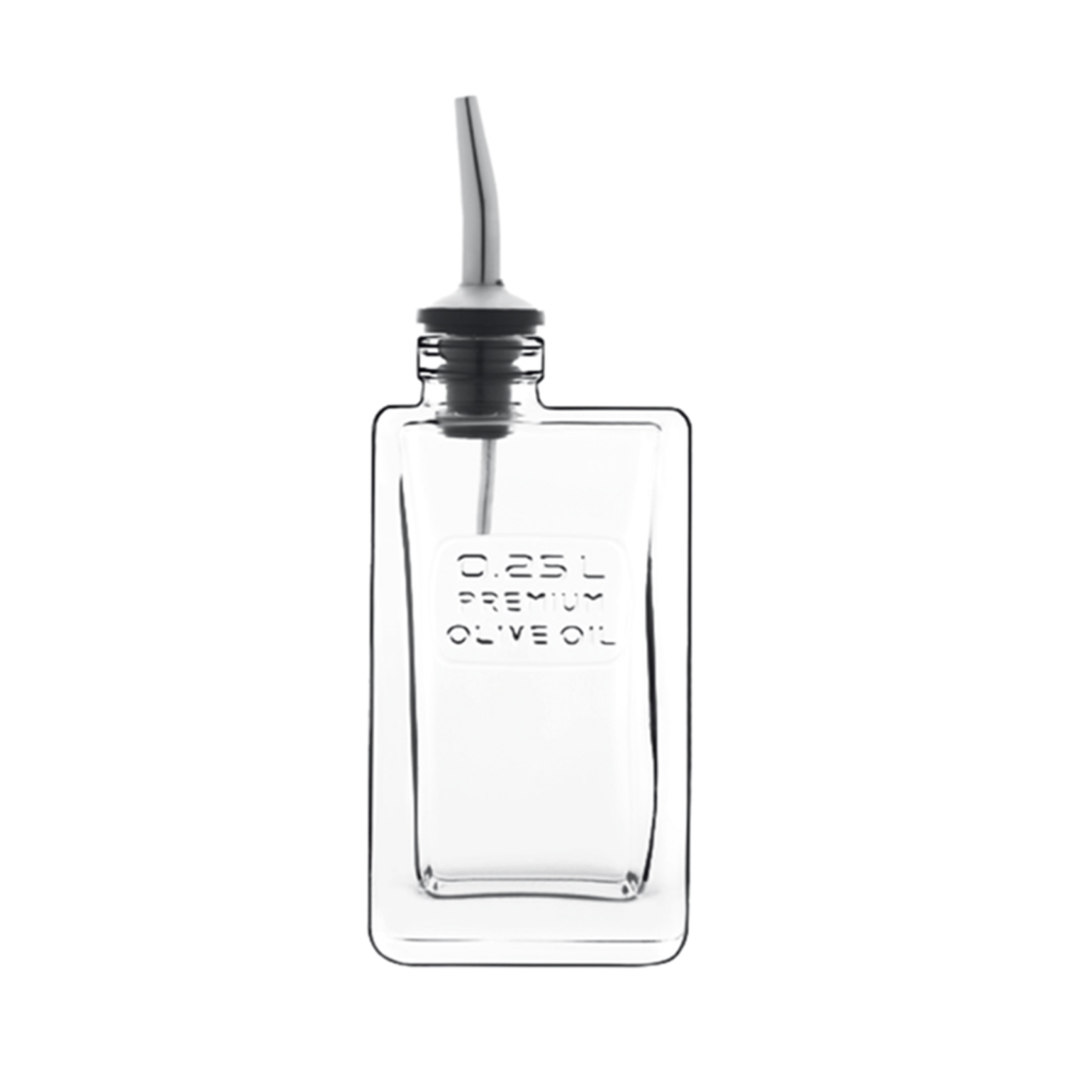 An olive oil bottle by Luigi Bormioli.