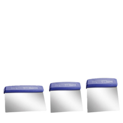 A set of 3 dough cutters with plastic handles.