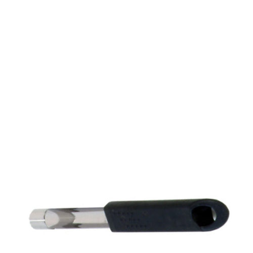 A stainless steel apple corer.