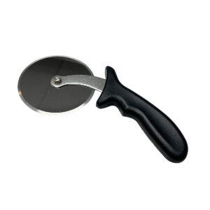 LARGE PIZZA CUTTER <br> BLACK PLASTIC HANDLE