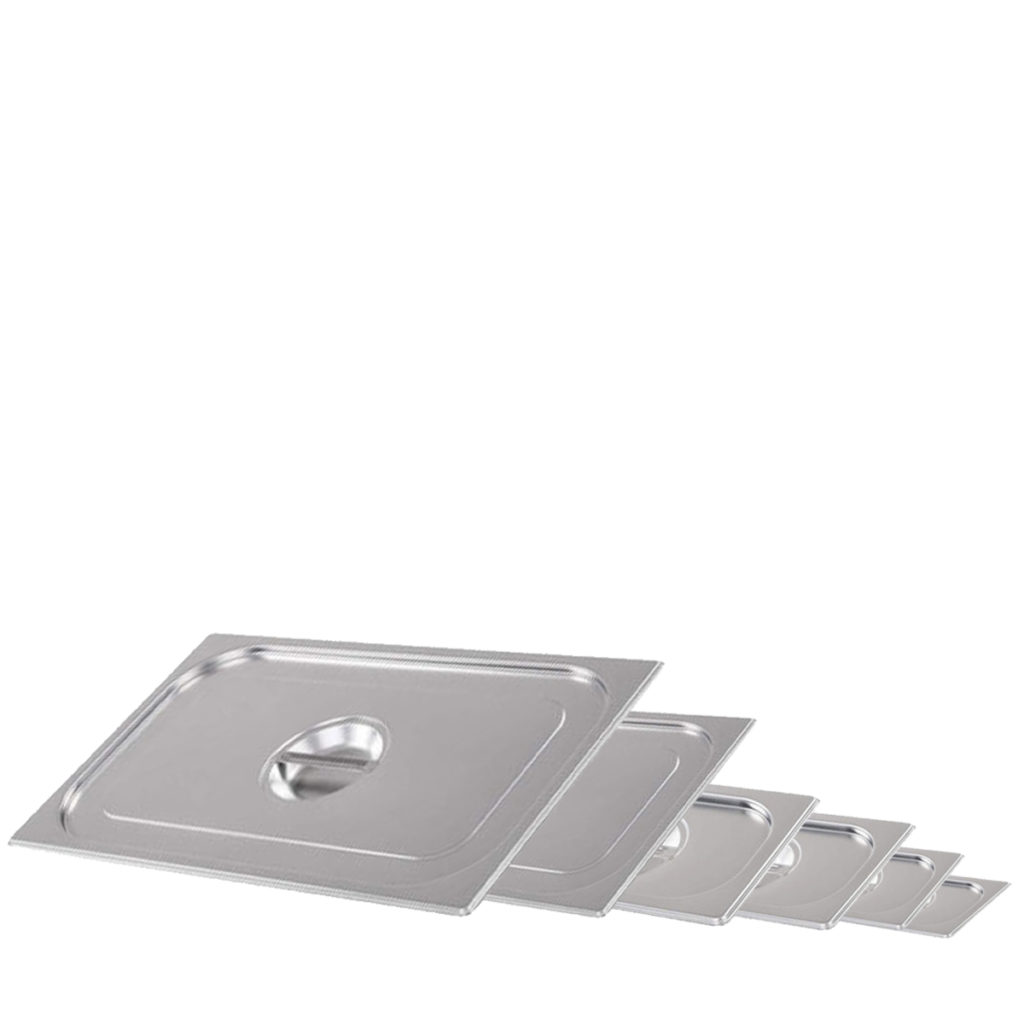 A collection of 6 bain marie insert lids.