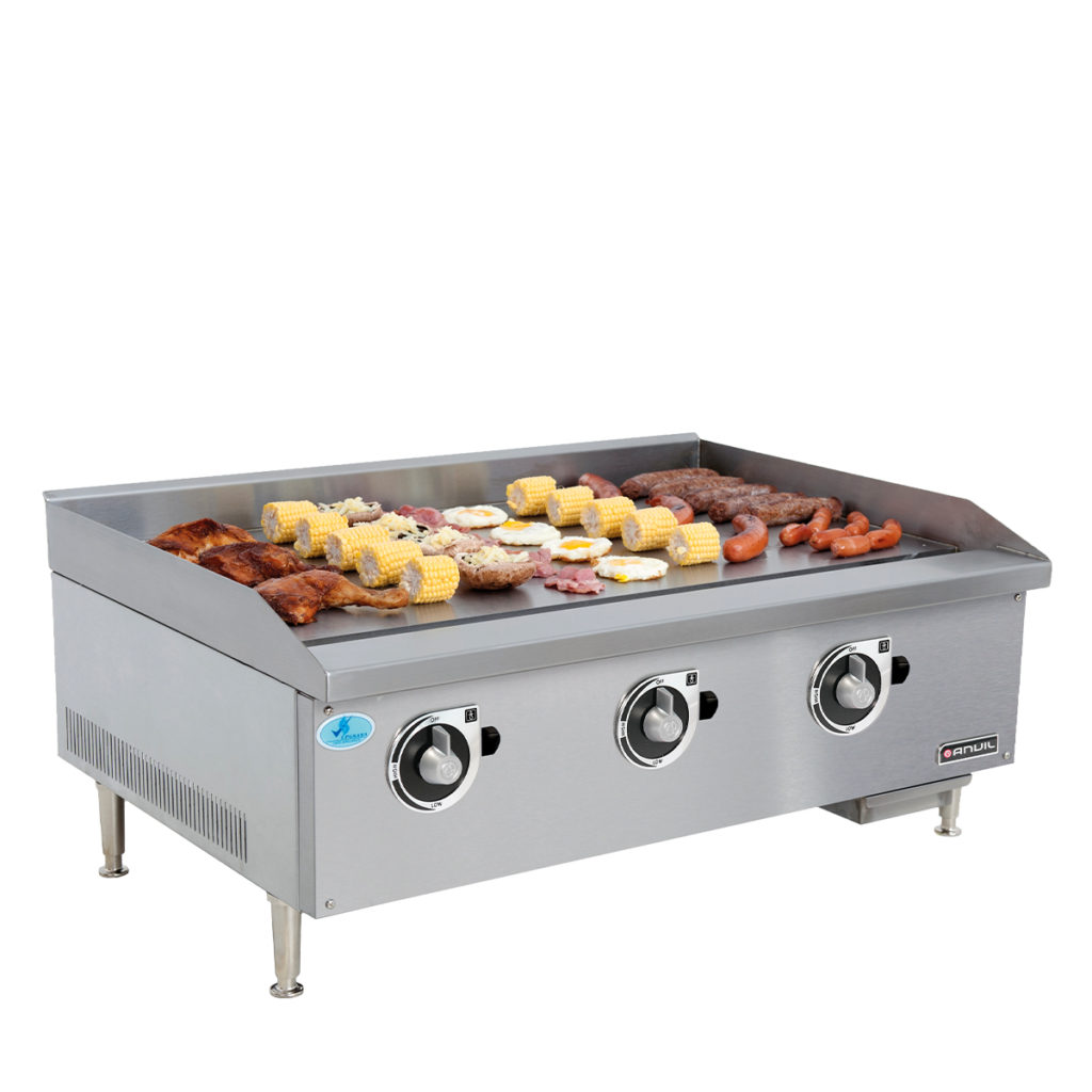 The flat top gas grill 900mm Anvil.
