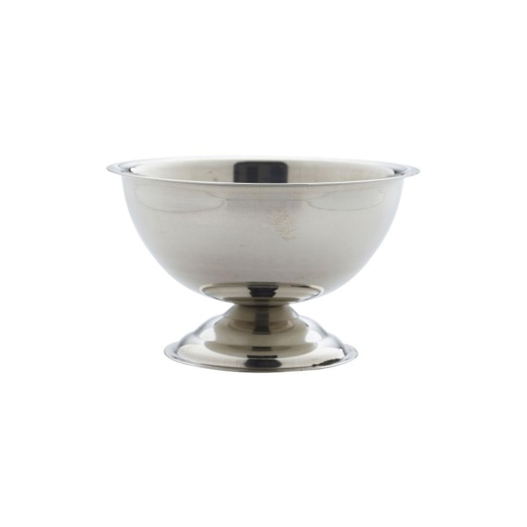 A stainless steel ice cream cup.