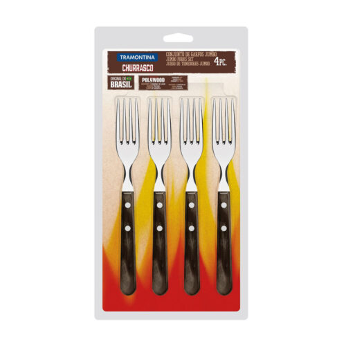 JUMBO POLYWOOD FORK SET 4 PIECE <br> Brown <br> By Tramontina - Image 4