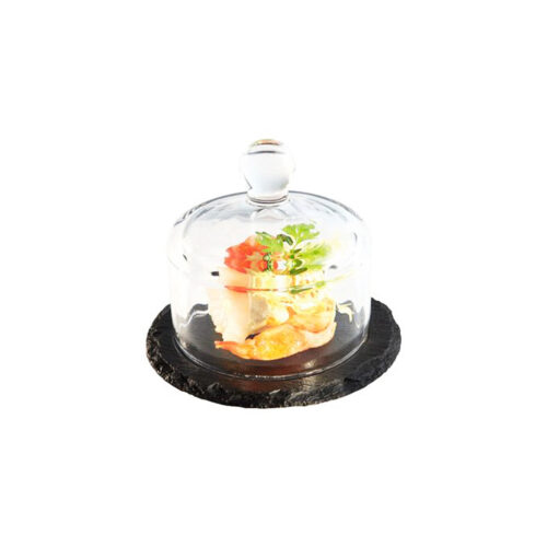 NATURAL SLATE PLATE WITH GLASS COVER <br> By APS