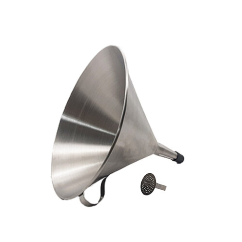 STAINLESS STEEL FUNNEL 200MM <br> WITH STRAINER