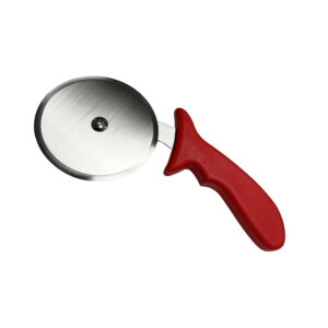LARGE PIZZA CUTTER <br> RED PLASTIC HANDLE